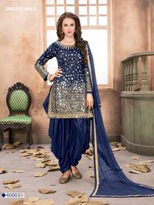 Última colección de ropa festiva de alta calidad: Conjunto de traje Salwar de seda Tapeta con trabajo de espejo, proveedor de ropa étnica de la India. - Product Image 3