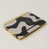 Carnet de notes OEM de luxe minimaliste aux tons terreux, à spirale double, avec reliure métallique, personnalisable avec logo, papeterie