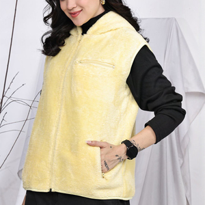 Women Sherpa fleece Faux Fur Wool Coat Breathable Warm Plush Casual hooded zipper collar Jacket snow wear <b>comfy</b> button closure - Product Image 3