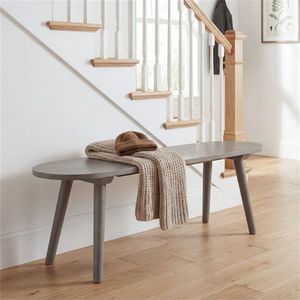 Banc en bois gris de 43 pouces de style farmhouse, résistant à l'eau et aux rayures, meubles de salle à manger pour 2 personnes - Product Image 2