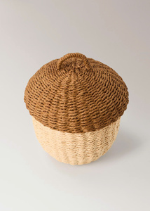 Adorable Acorn Shaped Storage Basket Cute Woodland Nursery Organizer Decorative Kids Toy Storage Basket Natural Woven Home Decor - Product Image 2
