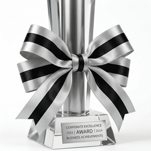 ริบบิ้นซาตินสีเงินดำลายเส้นตรงกลาง ขนาด 25 มม. แบบสองหน้า ผลิตจากโพลีเอสเตอร์ 100% สำหรับห่อของขวัญ ตกแต่ง และงานฝีมือ ขายส่ง - Product Image 3