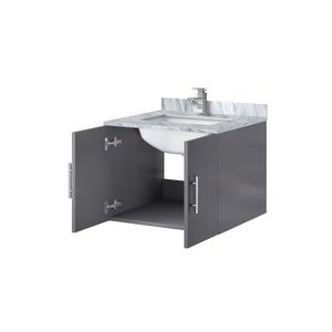24 Pollici L X 22 Pollici Mobile Bagno Grigio Scuro con Top in Marmo di Carrara e Set Rubinetto per Bagni Piccoli - Product Image 5