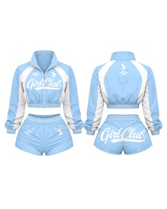 Conjunto de Shorts Rosados y Chaqueta Corta, Tela Elástica Suave Premium, Logotipo del Club para Niñas Personalizable, Camiseta 100% Algodón y Short - Product Image 2