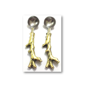 Ensemble de 3 cuillères à dessert décoratives en acier inoxydable de luxe avec perles dorées et foncées, compatibles lave-vaisselle et durables - Product Image 3