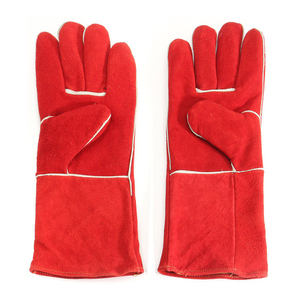 Kevlar Thread Stitching Heat Resistant A Grade Welders Working <b>Gloves</b> Heat Resistant Red Cow Skin Leather Safety Welding <b>Gloves</b> - Product Image 3