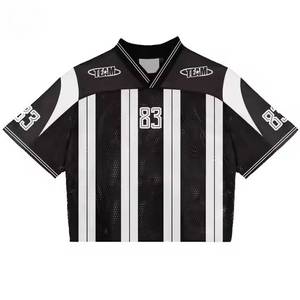 Factory Wholesale Custom Printed Front Logo Summer Plus Size Short Sleeve 100% Polyester Mesh <b>Football</b> Jersey <b>5XL</b> 2025 - Product Image 3