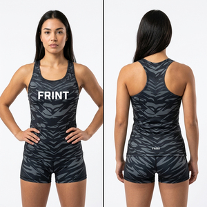 Custom OEM ODM Logo Sports <b>Women</b> Activewear Tank <b>Top</b> and Shorts Set Sleeveless Fitness Vest Sports Bra <b>Camo</b> Print Workout Outfit - Product Image 3