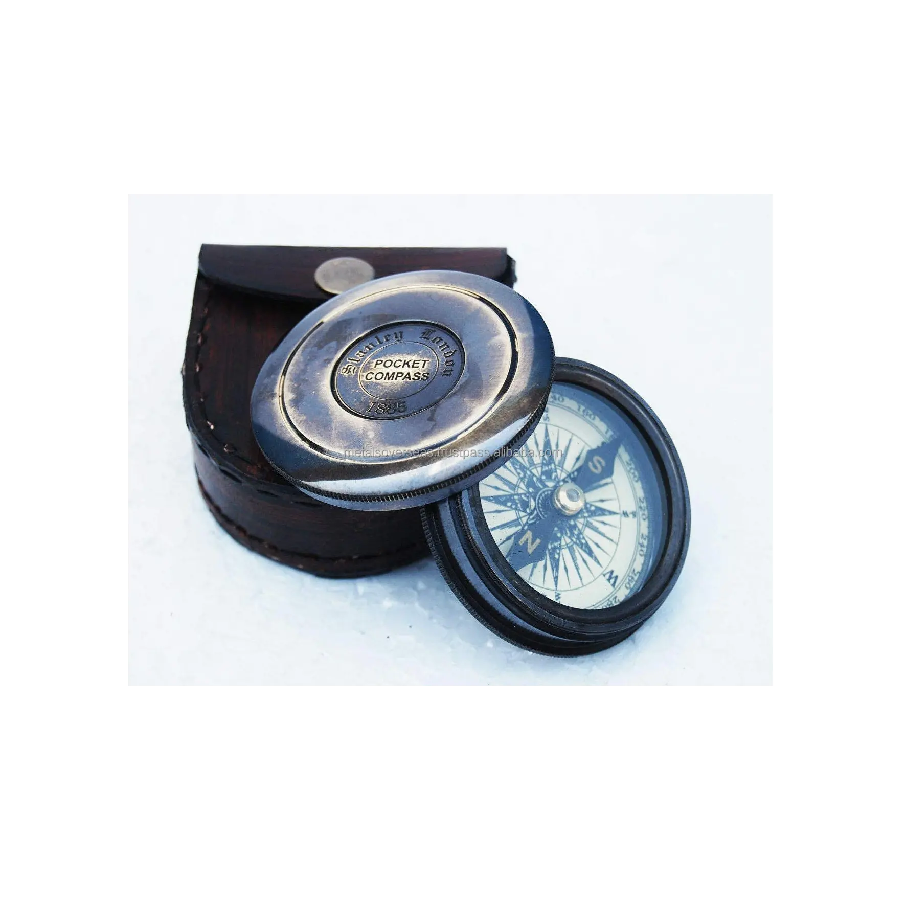Brújula de latón antiguo hecha a mano, brújula de bolsillo náutica, brújula Vintage de poema marino Robert Frost
