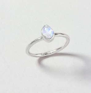 Natural Rainbow Moonstone Raw Gemstone Handcrafted Plain Band <b>Ring</b> - Silver Plated <b>Ring</b> Jewelry - Product Image 1