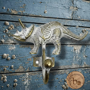 Vintage Brass White Dinosaur Cast Iron <b>Wall</b> <b>Hook</b> Self-Adhesive Adjustable Durable Eco-Friendly Single <b>Hook</b> for Clothing - Product Image 1