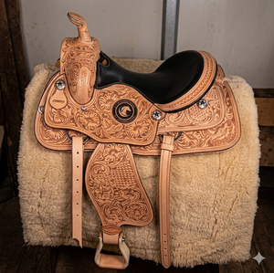 Sillas de Montar de Cuero Occidental de Alta Calidad Personalizables para Caballos de Talla 10-18, Ideales para Carreras de Barriles, Carreras de Trail y Paseos de Placer - Product Image 1