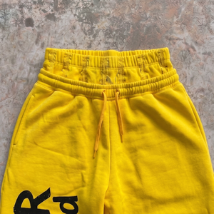 Pantalon de survêtement jaune ASKAR pour homme, taille élastique avec cordon de serrage, imprimé lettres, décontracté, en coton, style automne - Product Image 2