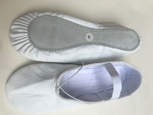 Chaussons de ballet souples pour filles GAF avec empeigne en coton et toile, semelle extérieure en cuir véritable, talon plat - Product Image 5