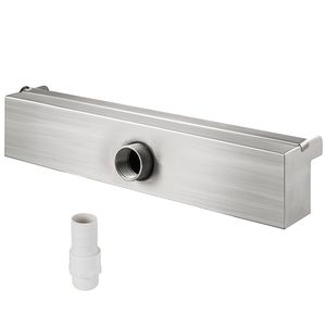 Fontana a Cascata Rettangolare da Giardino in Acciaio Inox con Connettore per Tubo, Accessorio da 45 cm - Product Image 1