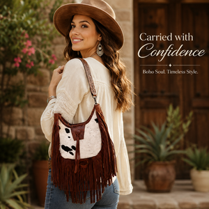 Bolso bandolera de cuero vacuno con flecos, hecho a mano, de cuero genuino, para mujer, para viaje, uso diario. - Product Image 4