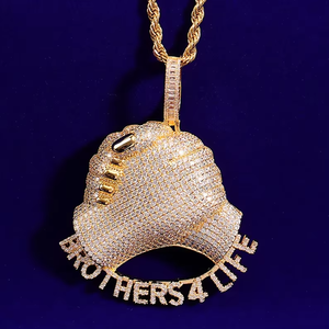 Collar Iced Out Brothers 4 Life en Tono Dorado, Joyería de Estilo Hip Hop para Hombre - Product Image 2