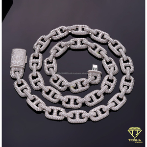 Collier cubain doré en argent sterling 925 avec diamants Moissanite, style hip-hop, pour hommes - Product Image 3