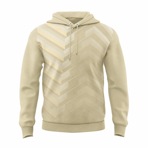 Sweat-shirt à capuche beige personnalisé, motif géométrique en chevron, unisexe, streetwear décontracté - Product Image 3