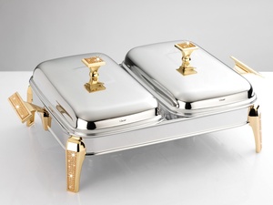 Recipiente para calentar comida, calentador de comida tipo buffet, calentador de comida de acero inoxidable, calentador de comida de lujo, calentador de comida dorado, juego de calentadores de comida para buffet - Product Image 5