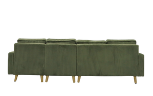 L Shape <b>Sofa</b> Velvet Four Seat Modern Corner <b>Sofa</b> With Wooden Legs <b>Sofa</b> <b>Bed</b> For Apartment Hotel and Home Living Furniture - Product Image 3