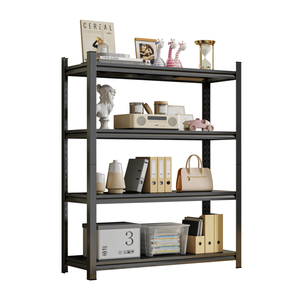 4-Tier Height Adjustable Black Metal Storage <b>Rack</b> 63\" H X 45.27\" W 17.7\" D Vertical Organizer Assembly Required <b>for</b> <b>Garages</b> - Product Image 3