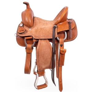 Selle de cheval western personnalisée en cuir véritable, équipement d'équitation avec détails décoratifs et sangles réglables - Product Image 1