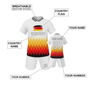 Conjunto de Camiseta de Fútbol de Alemania para Hombre, Manga Corta, Cuello en V, Sublimada, Nombre y Número Personalizados, Uniformes Transpirables de Poliéster para Todas las Temporadas - Product Image 2