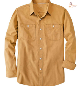 Chemise en jean unie pour homme, manches longues, col rabattu, coupe classique, style décontracté, poches, lavable, manches longues - Product Image 1
