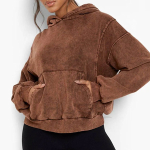 Custom <b>Women's</b> Heavyweight Acid Wash Pullover Hoodie Oversized Vintage Design Breathable Heat-Transfer Printing Polyester/Cotton - Product Image 1