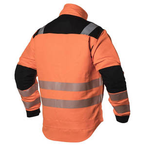 Men's High Visibility Reflective Work <b>Jacket</b> Windproof Zipper Closure Stand Collar Pockets Regular Fit Autumn Wear - Product Image 6