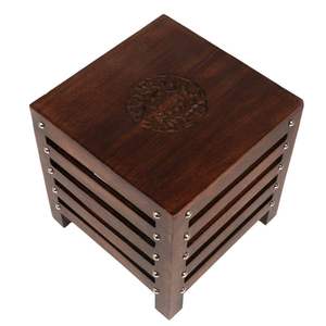 Meubles en bois de manguier faits à la main avec finition antique, chaise multifonctionnelle, repose-pieds, support pour plantes et table d'appoint - Product Image 4