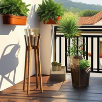 Rak Tanaman Kayu Mangga Buatan Tangan Modern Tahan Korosi Dekorasi Rumah Taman Dalam & Luar Ruangan Pot Tanaman Rak Bunga Hotel Kantor