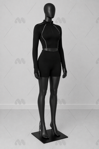 Ensemble de yoga 2 pièces pour femme, noir uni, haut court à manches longues avec quart de zip, short taille haute, bordure contrastante, sans couture, respirant - Product Image 2