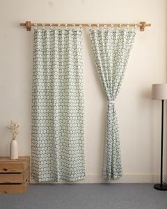 Traditional Indian Cotton <b>Curtains</b> Hand Block Umbrella Print Cotton <b>Curtain</b> Set for Living Room <b>Bedroom</b> - Product Image 1