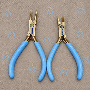 Professional 2 Piece Jewelry Making <b>Pliers</b> <b>Set</b> Round Nose <b>Plier</b> Side Cutter <b>Plier</b> Blue Handle Precision Hand Tools For Wire - Product Image 1