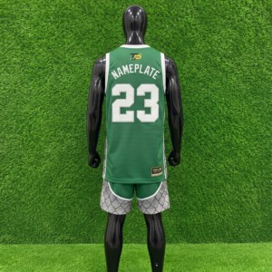 Ensemble de maillots de basket-ball de qualité supérieure, vert, col en V, maille sublimée, 23, coupe athlétique pour hommes, toutes saisons, 100% polyester - Product Image 2