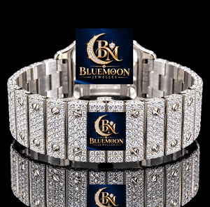 Montre de luxe Blue Moon, style hip-hop, carrée, sertie de diamants, en acier inoxydable, mouvement mécanique unisexe, GPS, cristal saphir, 42 mm - Product Image 2