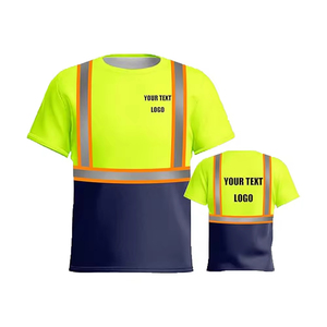 T-shirt de travail personnalisé à manches courtes, séchage rapide, haute visibilité, sécurité, pour hommes, construction, réfléchissant, vente en gros - Product Image 5