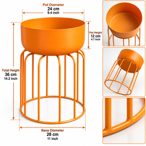 Soporte Moderno para Macetas de Metal Naranja con Diseño Decorativo de Jaula de Alambre para Plantas de Interior, Exhibición de Flores, Sala de Estar, Balcón, Jardín - Product Image 5