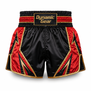 Pantalones Cortos de Muay Thai de Buena Calidad, Color Negro, para Entrenamiento, Fitness, Lucha, MMA, Muay Thai, Kickboxing - Product Image 4