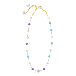 Collier à plusieurs pierres précieuses en or jaune 18 carats avec améthyste, perle, turquoise et diamant - Product Image 2