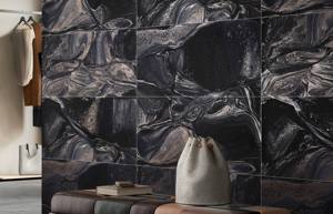 Carreaux de sol en porcelaine vitrifiée brillante grand format Lapiz Black Design, 600x1200mm, noir profond, pour décoration moderne - Product Image 2