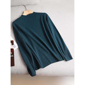 Bacis 2023 suéter de cuello simulado para mujer nuevo azul marino Color sólido ropa exterior Top inferior que combina con todo talla única para todos - Product Image 1