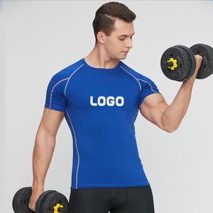 Haute qualité 88% Polyester 12% Spandex séchage rapide Muscle Fit Compression entraînement athlétique maillot de gymnastique entraînement chemises de gymnastique pour hommes - Product Image 1