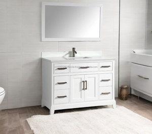 Modern Luxury Solid Wood Plywood Floor Mounted Vanity <b>Mirror</b> Set Drawers Soft Closing 60 Inch White Bathroom Cabinet for - Product Image 2