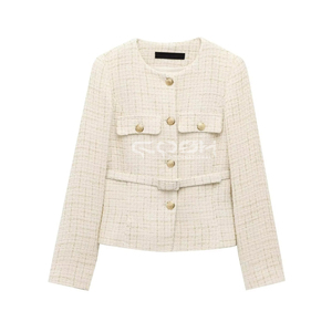 Cosh International Delta Sigma Sorors Embroidery <b>Women</b> Tweed Crop <b>Jacket</b> Cotton Polyester Blazer Full Sleeve Sorority Coat - Product Image 1