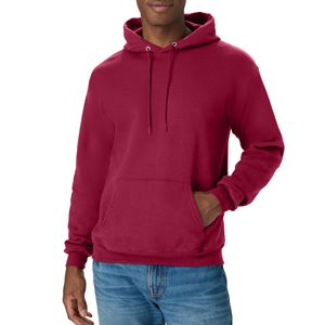 <b>Men's</b> <b>Burgundy</b> Hooded Sweatshirt Regular Fit Cotton French Terry Casual Autumn Wear with Front Pocket and Drawstring Hood - Product Image 2
