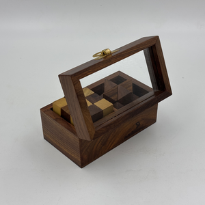Handcrafted Indian Rosewood Puzzle Box Set of 2 Wooden Brain Teaser Games Glass Lid Storage Gift Box - Product Image 6
