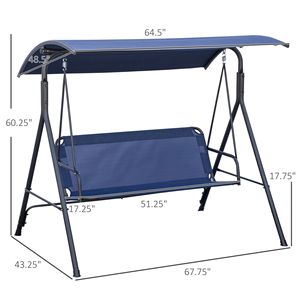 Columpio de Jardín Ajustable con Estructura de Acero para 3 Personas, con Toldo y Reposabrazos, Color Azul Oscuro, para Terraza o Piscina - Product Image 3